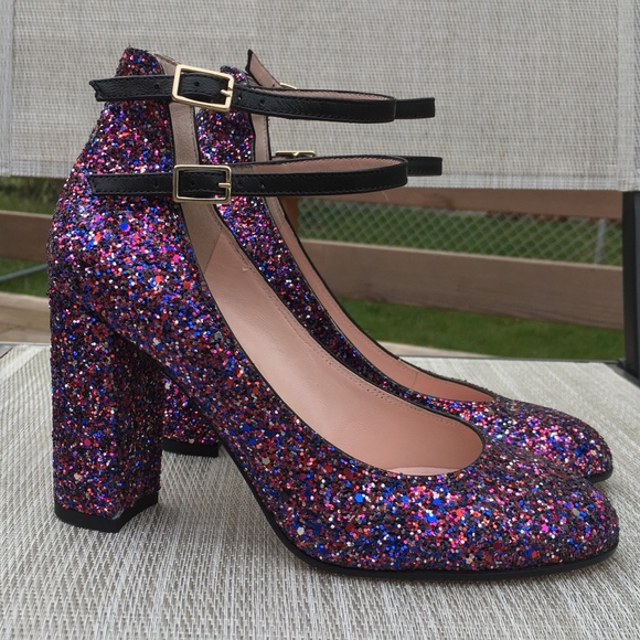 glitter mary jane heels